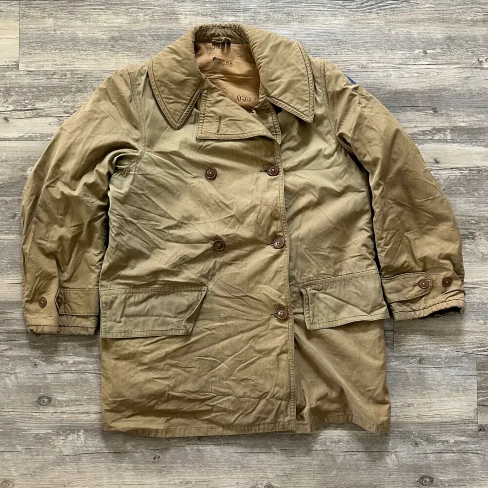 Vintage 40s WWII Military M1938 Mackinaw Jeep Coat 2nd Air Force Patch Size M